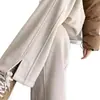 Calças Grossas de Pierna Larga com Forro de Lã Plus Size para Mulheres, Calças de Lã Retas com Fenda para Outono e Inverno, Calças Banana Estreitas Casuais