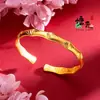 Pulsera de Oro de Arena Vietnamita para Mujer, Lujo Ligero, Gama Alta, Pulsera Ancha Abierta Nudo de Bambú Antiguo, Joyería al por Mayor para Puestos Callejeros de Transmisión en Vivo