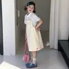 Conjunto Estudiantil de Niña Vestido de Verano Falda con Tirantes para Niños Estilo Academia Versión Coreana Vestido para Niños Conjunto de Dos Piezas para Niños Mayores