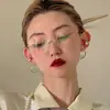 Armazón de Gafas sin Montura Estilo Japonés para Miopía, Graduación Personalizable, Armazón Pequeño Elegante para Mujer para Rostros Cuadrados y Redondos, Armazón Delgado de Metal Dorado