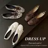 Zapatos casuales planos para mujer, cómodos, de suela blanda, no cansan, de piel de vaca, con punta redonda, estampado de leopardo en pelo de caballo, con cordones, versátiles para ir al trabajo.