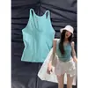 Camisola verde menta con cuello en U y copas en el pecho para mujer, top versátil refrescante y que ilumina para el verano, para chicas con estilo