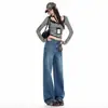 Jeans Retro Azules de Tiro Alto Rectos Ajustados para Mujer, Novedad Otoño Temprano 2026 Simples Básicos Casuales Versátiles Pantalones Rectos