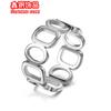 Anillo de acero de titanio con diseño creativo redondo Tianbian, el más vendido a través de la frontera, para mujer, que no se decolora, nicho hueco, anillo liso, fabricantes de anillos