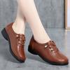 Zapatos planos de primavera y otoño de punta redonda con banda elástica y boca profunda, zapatos de piel suave de suela blanda para madres de mediana edad, zapatos de cuero para mujer, zapatos planos, zapatos de mujer