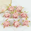 D Cabeça de Flor Rosa Simulada Retro com Borda Enrolada, Flor de Seda, Flor Artificial, Materiais DIY Feitos à Mão, Decoração de Caixa de Presente, Decoração de Casamento