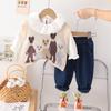 Traje de otoño para bebé, ropa infantil de estilo extranjero, ropa para bebé y niño, ropa de primavera y otoño para niña de un año, suéter de oso, conjunto de tres piezas