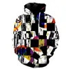 2024 Explosiones Transfronterizas Sudadera con Capucha para Hombre Forrada de Polar Arte Abstracto para Hombre Cremallera Color Geometría Impresión Digital 3D