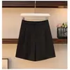 Shorts de Traje Negros para Mujer Verano Delgados Sueltos Casuales Pierna Ancha Cintura Alta Rectos Línea A Adelgazantes