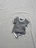 Ins Estilo Coreano Cuello Redondo Pantalones Cortos tipo Envoltorio Manga Corta Raya en Axila Traje de Algodón Verano Refrescante Pantalones Cortos Cubierta para Bebés Niños y Niñas