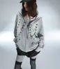 Moletom com Zíper e Decoração Metálica Estilo Gótico Harajuku Estilo Ins Y2K Hip-Hop Casual para Mulheres