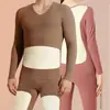 Ropa interior térmica para hombre sin costuras de terciopelo en oferta, forrada de polar, engrosada, con parche de doble cara, traje de pantalón largo para pareja de otoño