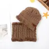 Gorro de invierno para niños y niñas, gorro de lana de punto para niños, gorro de bebé cálido con forro polar, bufanda, traje de dos piezas de moda
