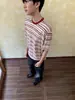 Camiseta de Manga Corta a Rayas Color-Block Estilo Retro Americano para Hombres y Mujeres, Estilo Marinero, Diseño de Nicho Versátil, Camiseta Casual para Parejas