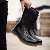 Botas Martin de talla grande transfronterizas, botas Martin altas estilo británico retro para hombre, botas militares con forro polar para hombre.