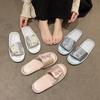 Nuevas Zapatillas Planas Bordadas con Flores Estilo Chino para Mujer Verano Frescas de Seda Sandalias para Ropa de Casa