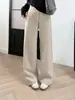 Calça Mousse Velvet de Cintura Alta Versátil com Bolsos e Caimento para Yoga Perna Larga 0922e05