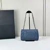 Bolso de Cadena Acolchado Cf25 Estilo Canal de Suministro Transfronterizo Europeo y Americano para Mujer, Bolso Clásico de Hombro Cruzado de Piel de Cordero a la Moda