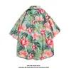Ilha de Hainan Sanya Havaí Tailândia Viagem Casal Casual Jaqueta Solta Estilo Hong Kong Manga Curta Praia Camisa Masculina