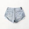 Shorts de mezclilla personalizados y de moda para chicas calientes de cintura alta con vuelta 2024 nuevo corte ajustado adelgazante línea A ultra-cortos shorts de mezclilla calientes
