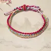 Pulsera tejida a mano Flor de Durazno Tres Vidas Tres Mundos, Pulsera de Cuerda de Cinco Colores Cuerda Roja de Buena Suerte para Hombres, Mujeres y Niños