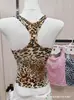 Nuevo Top sin Mangas de Leopardo para Chica Picante de Gran Venta con Hermoso Diseño en la Espalda, Sujetador Integrado con Copas Acolchadas, Se Puede Usar como Ropa Exterior, Top Adelgazante