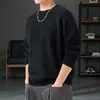 Suéter de punto para hombre L-8XL, cuello redondo, corte holgado, casual, versátil, moderno, manga larga, color liso, top básico, talla grande