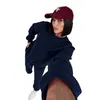 Top casual estilo americano de cuello redondo y manga larga, adelgazante y cómodo para usar en casa, actividades al aire libre y deportes; Pantalones de chándal con cintura de cordón y pierna cónica, conjunto de dos piezas