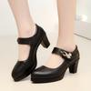 Modelo Primavera e Outono 2025 Sapatos Chunky de Salto Médio para Mulheres de Meia-Idade e Idosas, Sapatos de Trabalho Profissional, Tamanhos Grandes 40-43