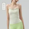 Top de camisola de yoga con cuello halter para mujer, estilo americano de verano, sexy, con encaje, falso dos piezas, top de tirantes para yoga, ropa de fitness