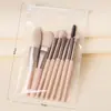 Mini Kit de Pincéis de Maquiagem, Conjunto Completo de 8 Pincéis Portáteis, Amigáveis para Viagem, com Cerdas Macias para Iluminador, Blush, Sombra, Base e Corretivo