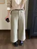 Calça Feminina ICCIICC Estilo Coreano para o Trabalho Nove Pontos Perna Larga Fundo Escovado Perna Reta Emagrecedora Casual Outono Inverno Novo Estilo 2901