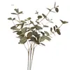 Suministro Transfronterizo Flores Artificiales Estilo Europeo al por Mayor Hojas de Eucalipto de 3 Puntas Hojas de Dinero Decoración del Hogar Flores y Hojas Artificiales