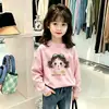 Camisetas Infantis de Algodão Puro Versáteis Desenho Animado Meninas Manga Longa Estampada Estilo Novo Elegante Camada Base