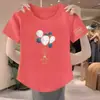 Ropa de Maternidad Diseño Femenino Blanco Nuevo Camiseta de Manga Corta Tipo Algodón Versátil Estilo Coreano Top Holgado Moda Capa Base