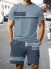 Verão Transfronteiriço Temu Conjunto Casual Duas Peças Masculino Estampado 3D Camiseta de Manga Curta + Shorts