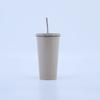 Comercio exterior 304 acero inoxidable taza con popote 500ml creativa regalo oficina taza de café vaso para hielo conservación de calor taza para agua fría