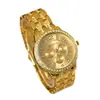Reloj de Cuarzo con Correa de Acero Incrustada de Diamantes de Moda, Reloj Más Vendido Transfronterizo Lleno de Diamantes, Reloj de Pulsera Oro Oro Rosa, Listo para la Venta