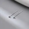 C00117 Pendientes Cuadrados de Plata Pura 990 con Cuentas Geométricas