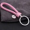 Al por Mayor Punto Creativo Cuerda de Cuero Trenzada Círculo Único Llavero Muñeca Bola de Pelo Llavero Accesorios para Llaves Joyería