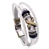 Pulseiras de Couro com Contas Simples de Venda Quente Atacado Europeias e Americanas, Pulseiras Personalizadas e Versáteis com Pregos X para Homens e Mulheres, Pulseiras de Couro Modernas