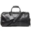 Bolsa de Viagem Retro Couro Cavalo Louco Europeia e Americana Camada Superior Couro Bovino Portátil Bolsa de Bagagem Fitness Bolsa Transversal de Ombro para Sapatos de Couro