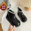 Botas Femininas 2025 Inverno Botas Martin com Acabamento em Renda Forradas com Lã para Crianças Pequenas, Estilo Coreano Bota Curta Quente de Camada Dupla para Bebê Menina