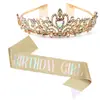 Nueva Corona de Fiesta de Cumpleaños Banda para el Hombro Cinta de Reina Set Accesorios para el Cabello de Reina para Niña Tocado En Stock