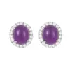 Aretes de Tachuela Ovalados Violetas Tipo Hielo de Estilo Nacional para Mujer, Diseño Vintage de Racimo de Diamantes Redondos, Pendientes de Lujo para Banquete