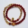 [Adorno Ámbar Dorado Flameante] Pulsera de Cristal Amarillo Natural Torre de Cristal Ágata Rojo para Mujer Más Fácil de Combinar Pulsera de Regalo Venta al por Mayor