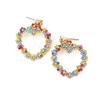 Brincos de coração coloridos com strass, moda requintada europeia e americana, brincos de amor geométricos criativos, fornecimento direto em lote para e-commerce transfronteiriço