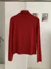 KEKEZOON Camiseta de manga larga ajustada de color liso con cuello semialto y volantes, hombro normal, prenda básica para mujer 8705