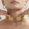 Estilo de Moda Cubo de Azúcar Anillo Ancho Liso Collar Estilo Europeo y Americano Diseño Exagerado Gargantilla Geométrica Conjunto de Pulsera y Anillo