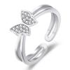 Nuevo Anillo Abierto de Circonita de Mariposa de Doble Capa de Diseño Nicho de Celebridad de Internet de Estilo Súper Hada Elegante de Moda para Mujer Ajustable